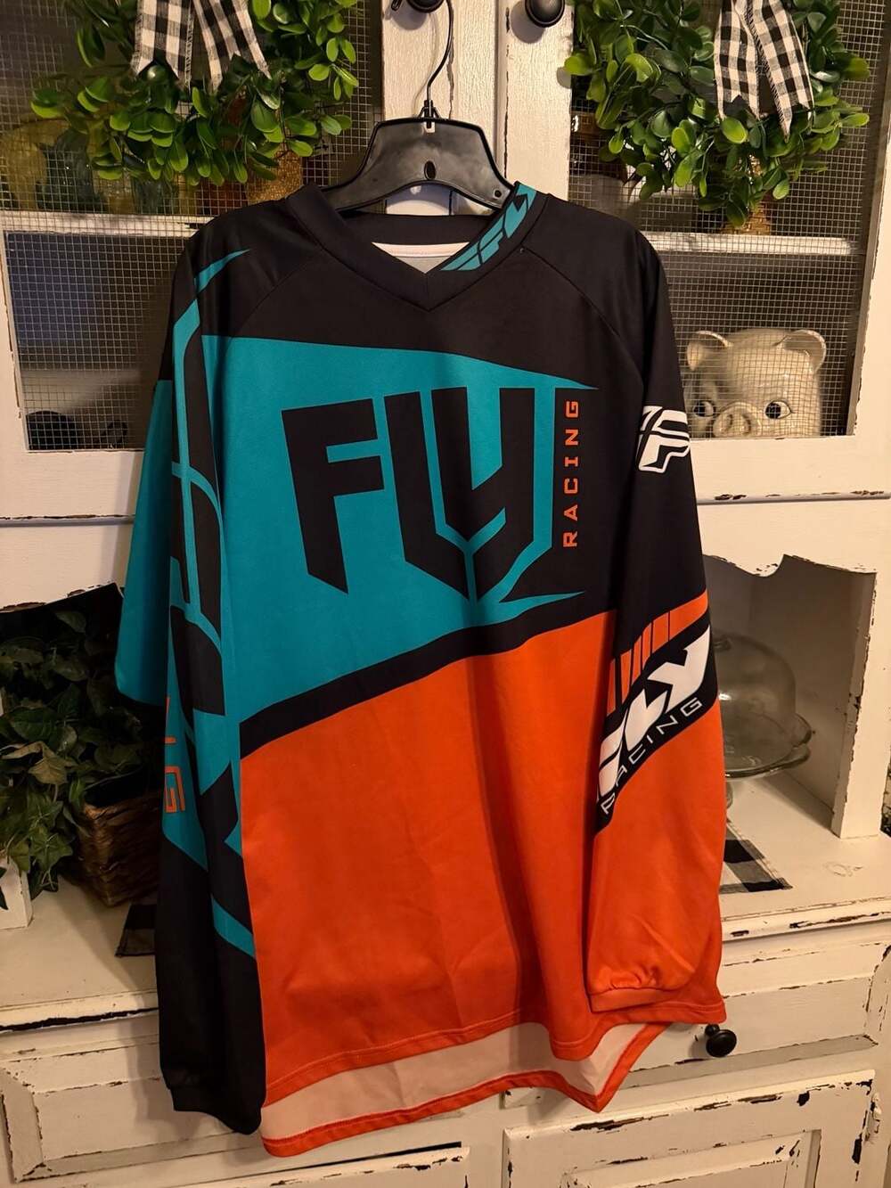 Fly Racing F-16 Jersey Size XL Black Teal Orange Motocross
